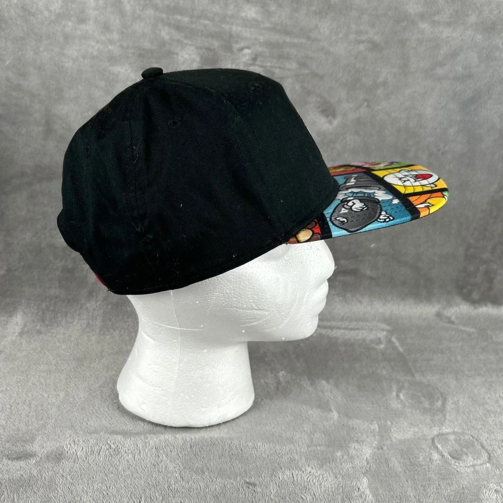 Nintendo Super Mario Luigi Snapback Hat Black Comic Print Brim SB8HT7SMB Mens OS